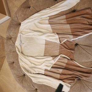 White House Black Market Cream and Brown Cardigan